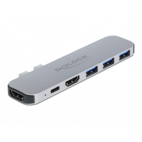 DeLOCK 87753 replicatore di porte e docking station per notebook Grigio (87753)