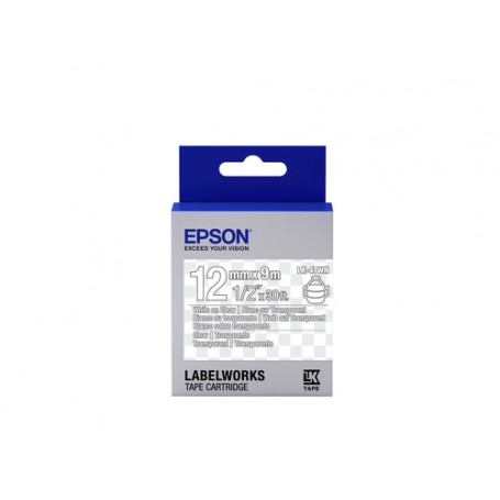 Epson Nastro fondo Trasparente per testo Bianco 12/9 LK-4TWN (C53S654013)
