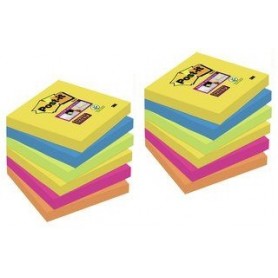3M 654SR9+3 pouch autoadesiva Quadrato Blu, Verde, Arancione, Rosa, Giallo 90 fogli (7100066310)