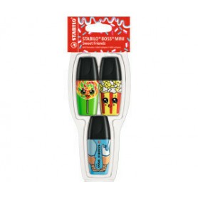 STABILO Boss Mini Sweet Friends evidenziatore 3 pz Punta smussata Blu, Verde, Giallo (07/03-48)