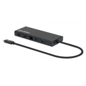 Manhattan 152747 replicatore di porte e docking station per notebook USB tipo-C Nero (152747)