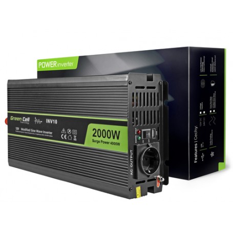 Green Cell INV10 adattatore e invertitore Auto 2000 W Nero (INV10)