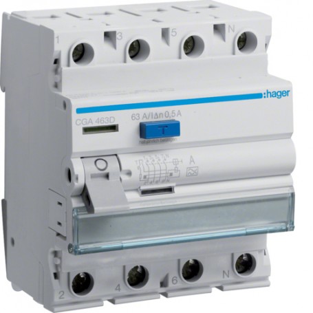 Hager CGA463D interruttore automatico Dispositivo a corrente residua Tipo A 4 modulo/moduli (CGA463D)