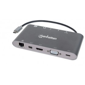 Manhattan 152808 replicatore di porte e docking station per notebook USB 3.2 Gen 1 (3.1 Gen 1) Type-C Argento (152808)