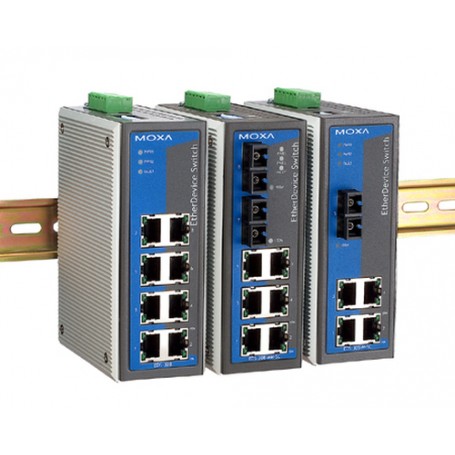Moxa EtherDevice™ Switch EDS-308, 2 x multi, ST connector, (-40 - 75°C) Non gestito (EDS-308-MM-ST-T)