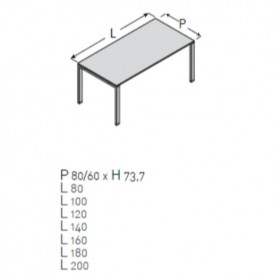 VISTA 140X80 GAMBE A PONTE AL+BI (VE1PP1408L94BI)