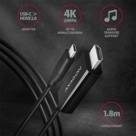 Axagon RVC-HI2C cavo e adattatore video 1,8 m USB tipo-C HDMI Nero (RVC-HI2C)