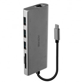 Lindy 43278 hub di interfaccia USB 3.2 Gen 1 (3.1 Gen 1) Type-C 5000 Mbit/s Grigio