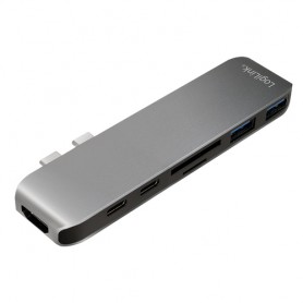 LogiLink UA0302 hub di interfaccia USB 3.2 Gen 1 (3.1 Gen 1) Type-C 5000 Mbit/s Alluminio, Nero