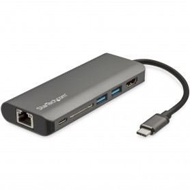 StarTech.com Adattatore USB C multiporta - USB-C a 4K HDMI, 3x USB 3.0 Hub, SD/SDHC, GbE, 60W PD - Mini dock port (DKT30CSDHPD3)