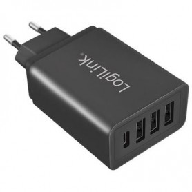 LOGILINK CARICABATTERIE USB CON 3 PORTE USB "A" E UNA PORTA USB-C 27 WATT