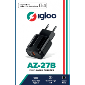 IGLOO ADATTATORE MOBILE FAST CHARGE USB BLACK