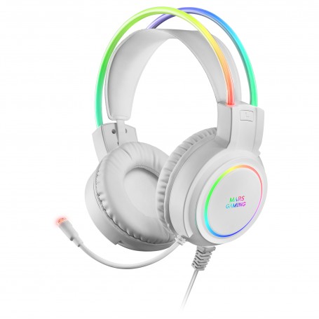 Mars Gaming MHRGBW cuffia e auricolare Cablato A Padiglione USB tipo A Bianco