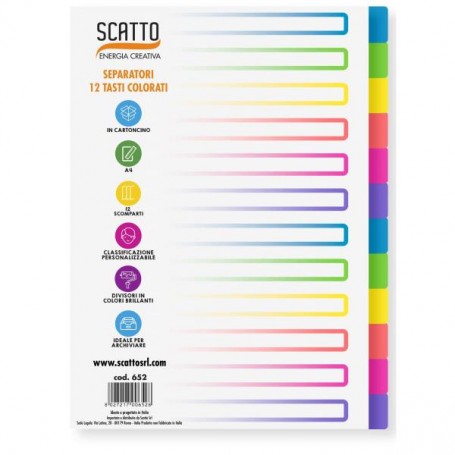 DIVISORI CARTONCINO COLORATO12TASTI (652)
