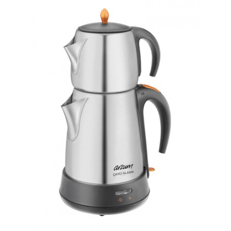 Arzum AR3004-INX teiera in vetro per la preparazione del tè 1,8 L 1650 W Nero, Acciaio (AR3004-INX)