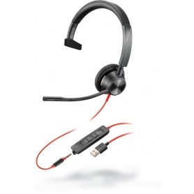 POLY Blackwire 3315 Auricolare Cablato A Padiglione Ufficio USB tipo A Nero, Rosso (214014-01)