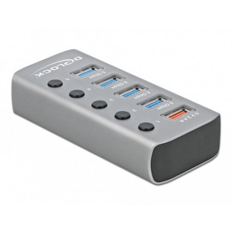 DeLOCK 63262 hub di interfaccia USB 3.2 Gen 1 (3.1 Gen 1) Type-B 5000 Mbit/s Grigio (63262)