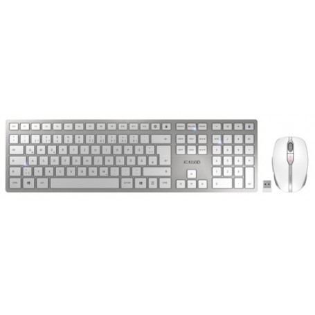 CHERRY DW 9000 SLIM tastiera RF senza fili + Bluetooth Inglese US Argento, Bianco (JD-9000EU-1)