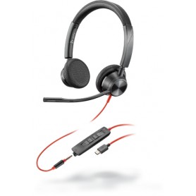 POLY Blackwire 3325 Auricolare Cablato A Padiglione Ufficio USB tipo A Nero, Rosso (214016-01)