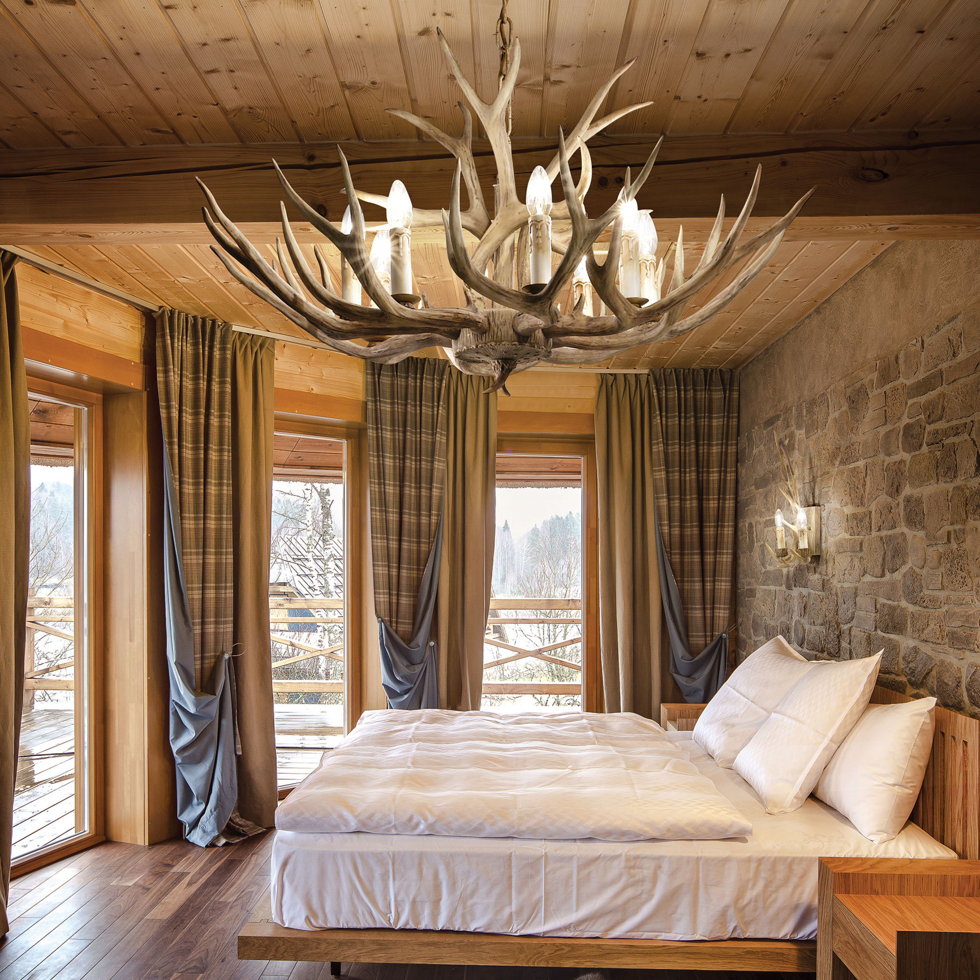 Chalet visilica od drva za sigurnu rasvjetu