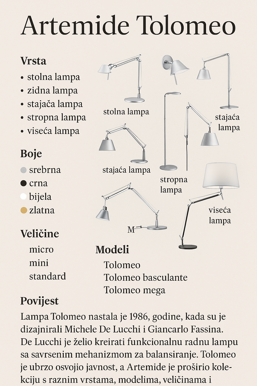 Artemide Tolomeo dizajnerska svjetiljka