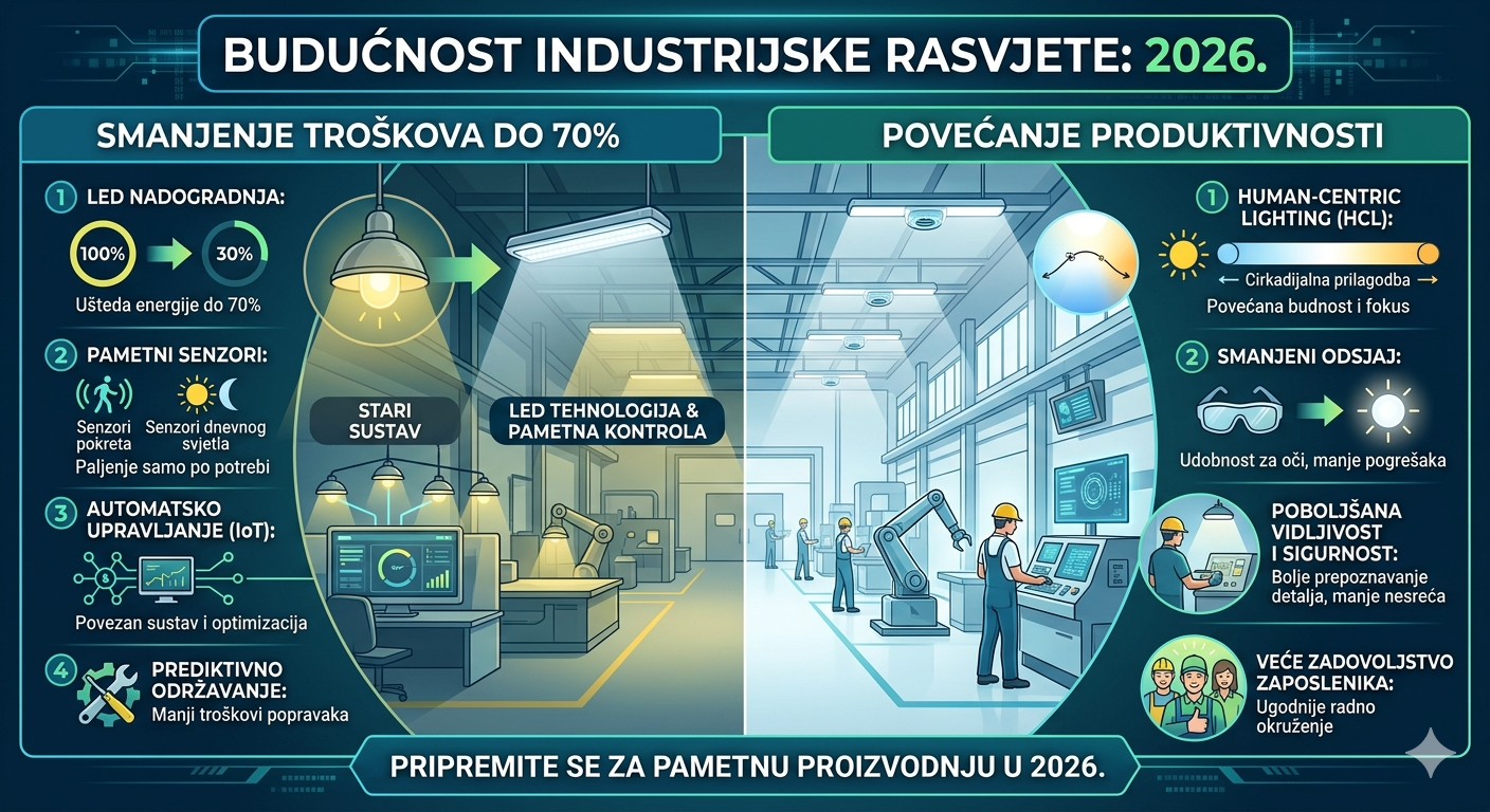 Budućnost industrijske rasvjete: Kako smanjiti troškove za 70% i povećati produktivnost u 2026. godi