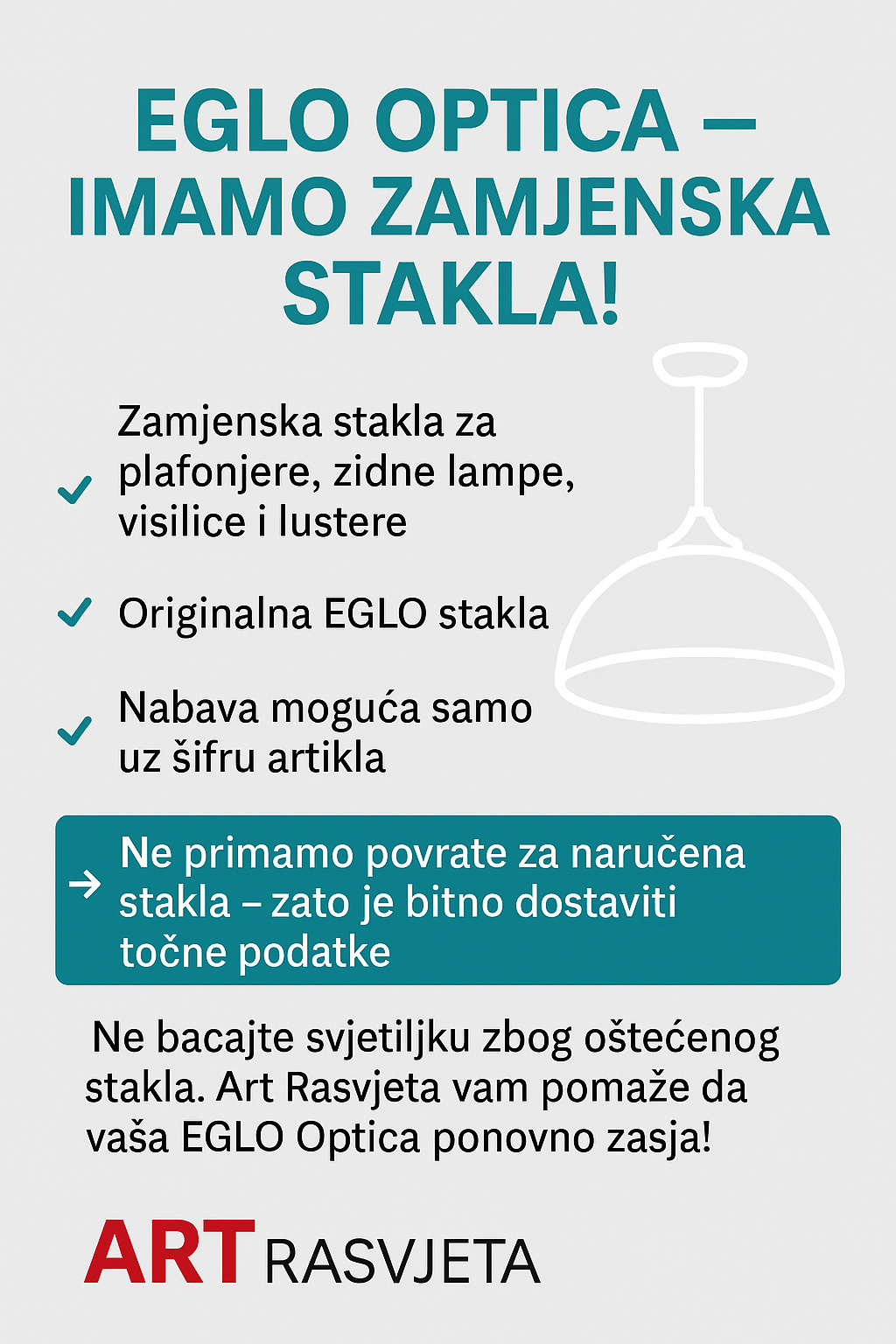 EGLO zamjensko staklo za svjetiljku