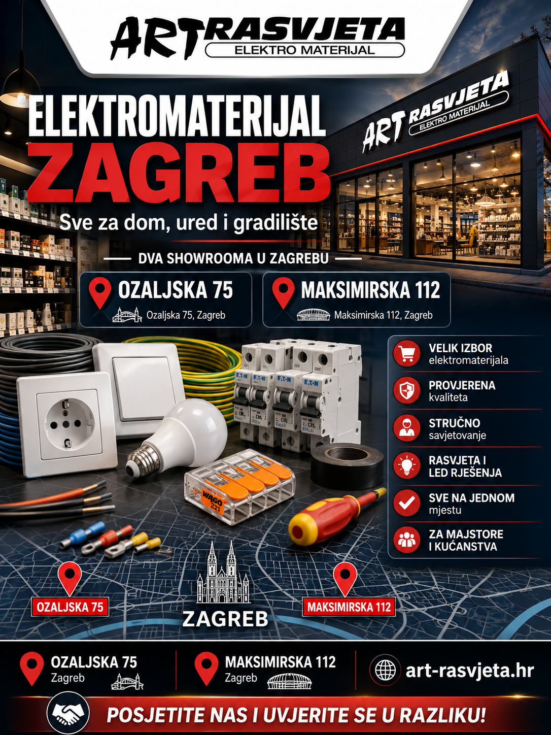 Elektromaterijal Zagreb Ozaljska 73 i Maksmirska 112