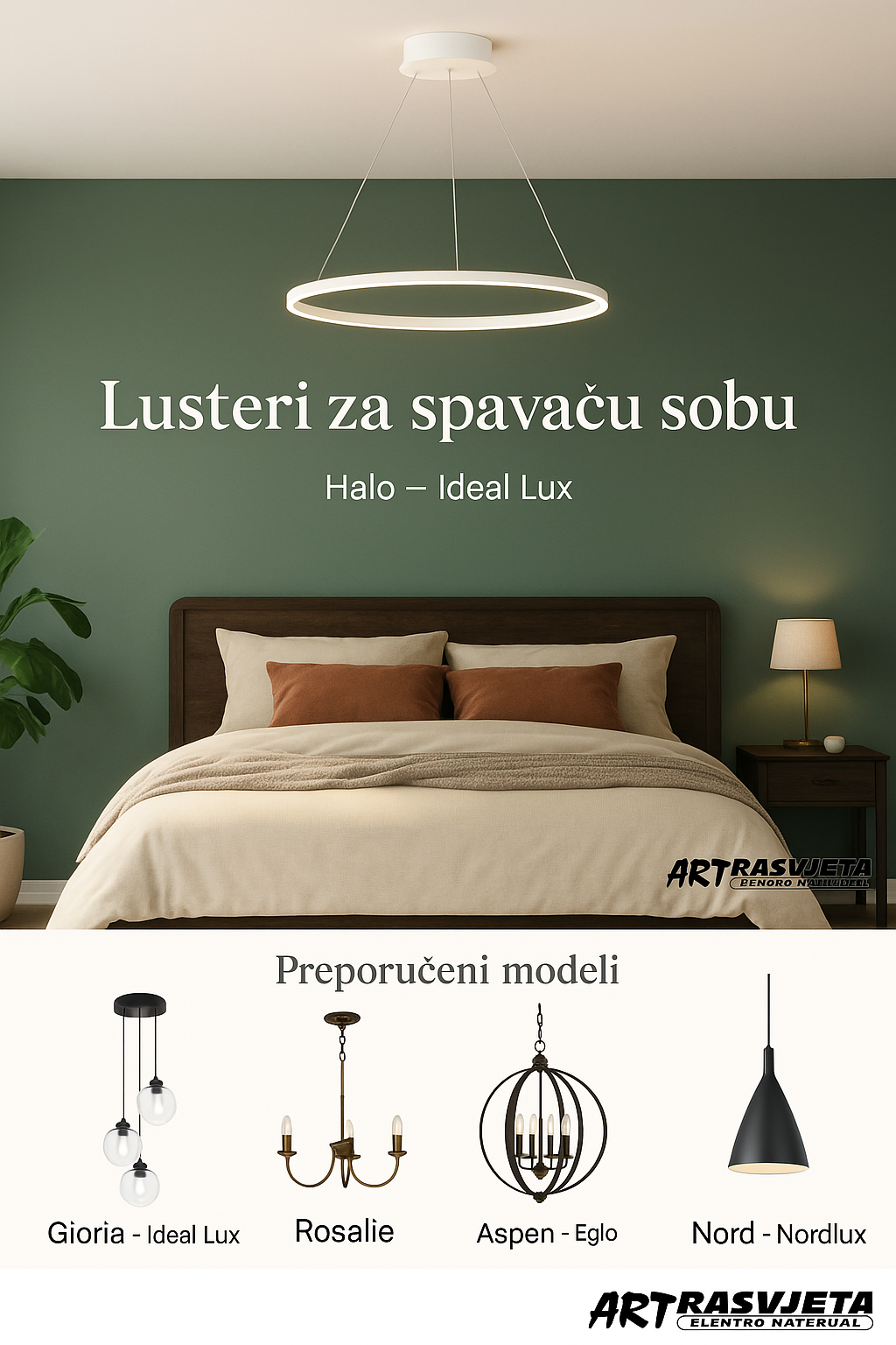 Lusteri za spavaću sobu