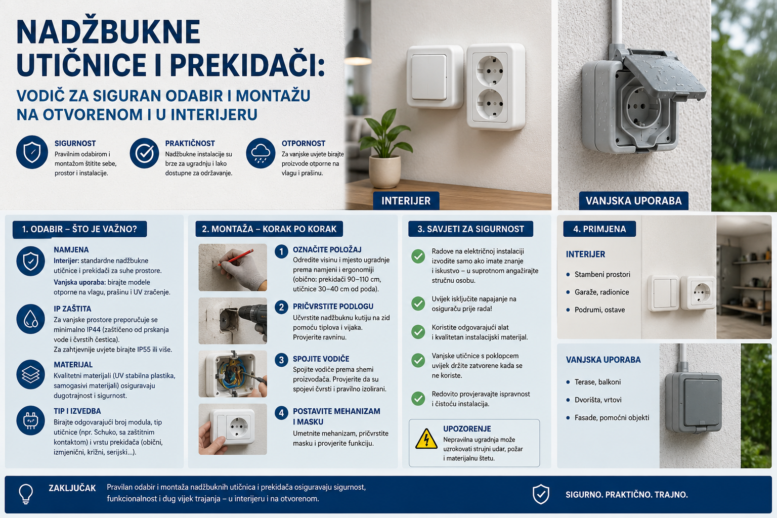 Nadžbukne utičnice i prekidači: Vodič za siguran odabir i montažu na otvorenom i u interijeru zevqurxani.digital