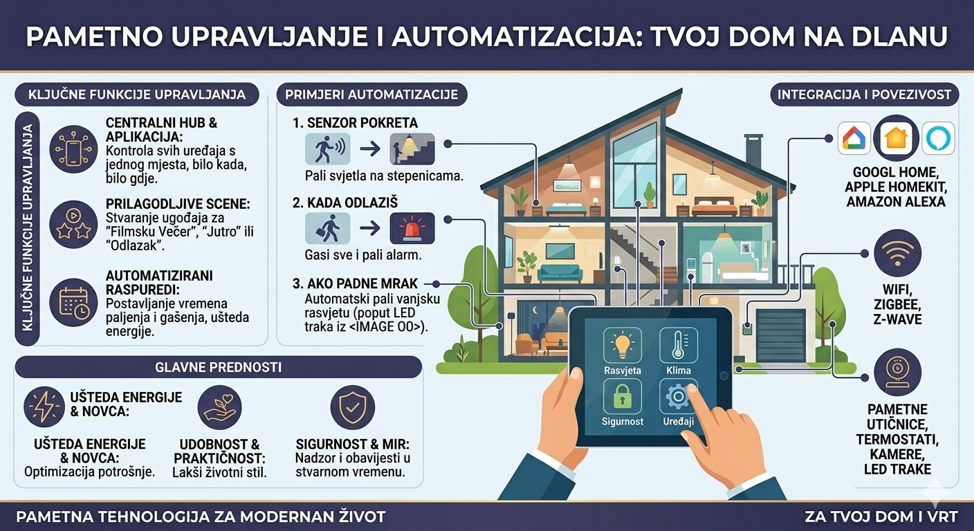 Pametno upravljanje i automatizacija za vanjske led trake