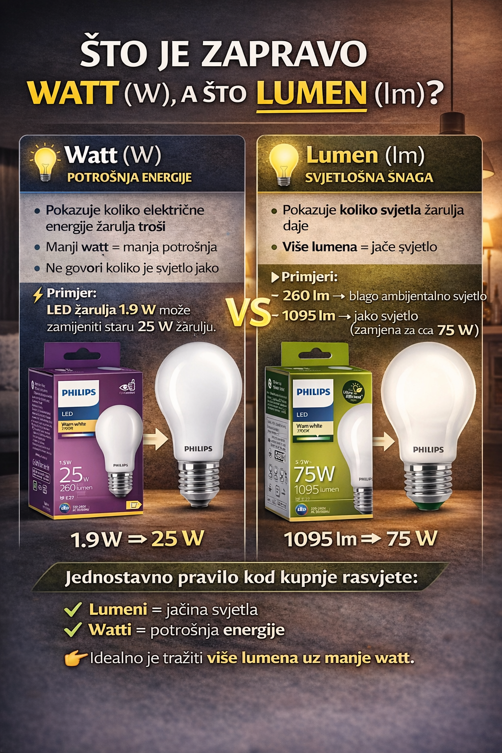 Što je zapravo Watt (W), a što Lumen (lm)?