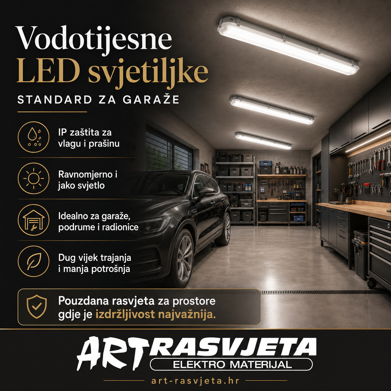 Vodotijesne LED svjetiljke: Standard za garaže